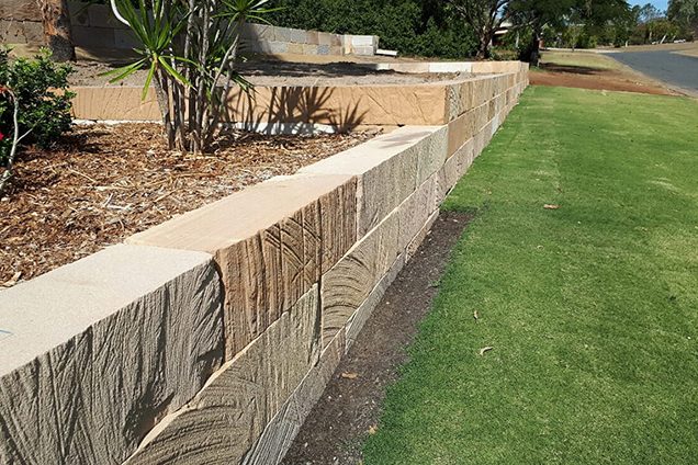 Diamond Sawn Boulders high-quality Capricorn sandstone quarries available at Diggers Landscape Supplies Mackay